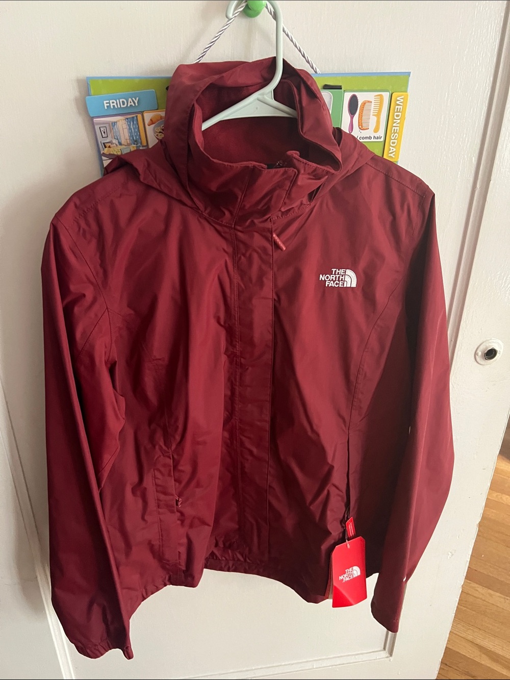 The North Face Women’s Burgundy Hooded Rain Jacket